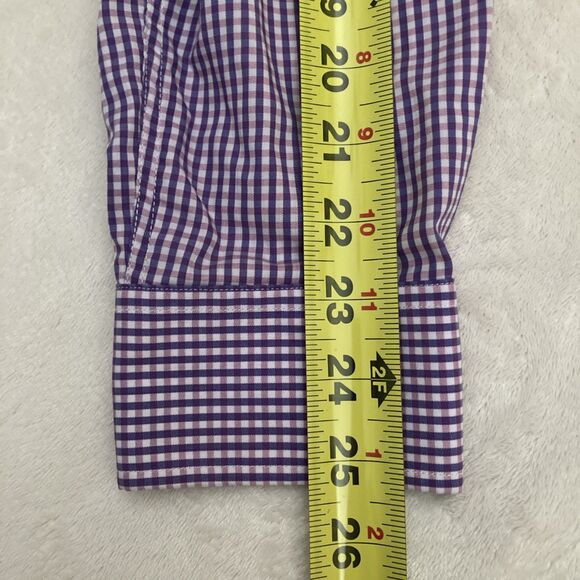 Johnnie O Long Sleeve Button Down Shirt Mens LARGE Purple Gingham Preppy - Picture 12 of 13